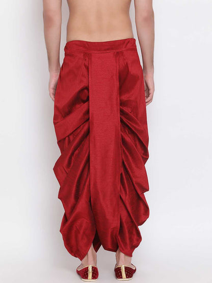 Vastramay Men's Maroon Embroidered Dhoti Pant