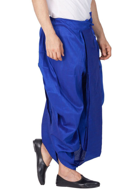 Vastramay  Men's Blue Cotton Silk Blend Dhoti