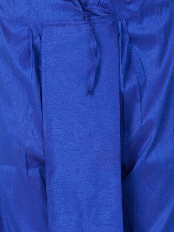 Vastramay  Men's Blue Cotton Silk Blend Dhoti