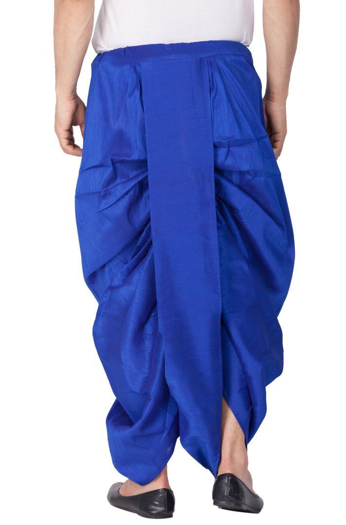 Vastramay  Men's Blue Cotton Silk Blend Dhoti