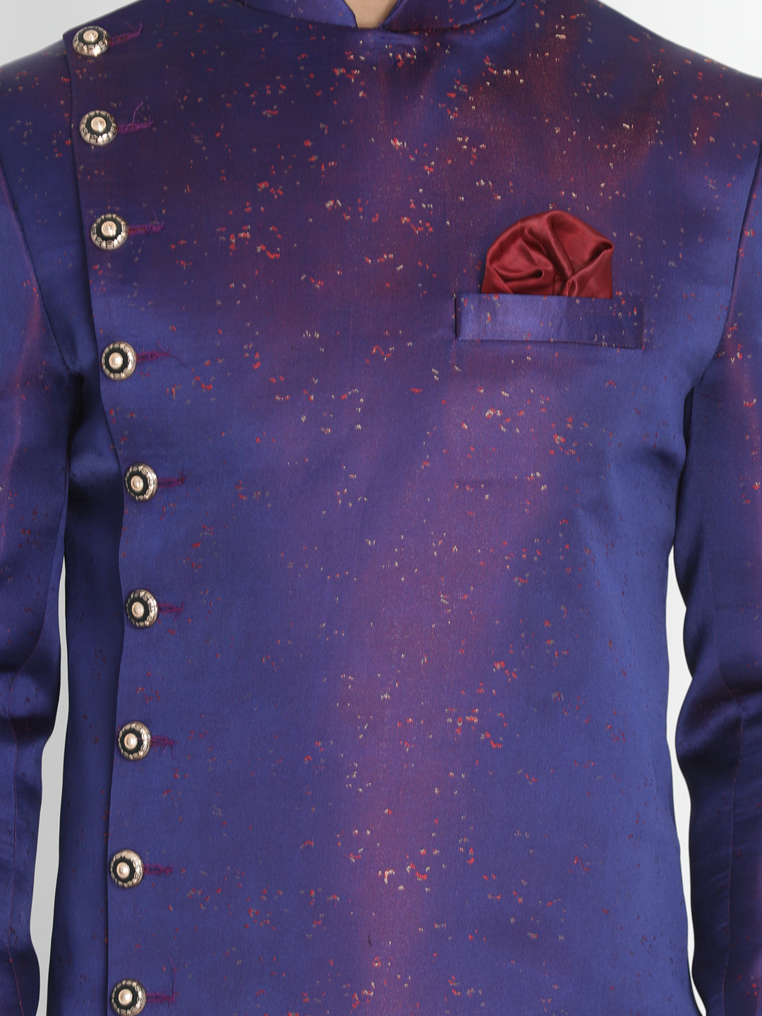 Vastramay Cotton Silk Blend Blue Baap Beta Sherwani