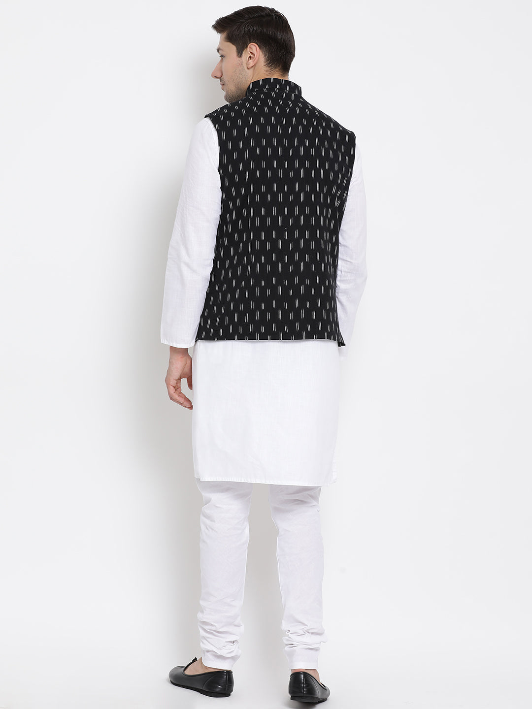 mens white cotton kurta ethnic jacket and pyjama set993