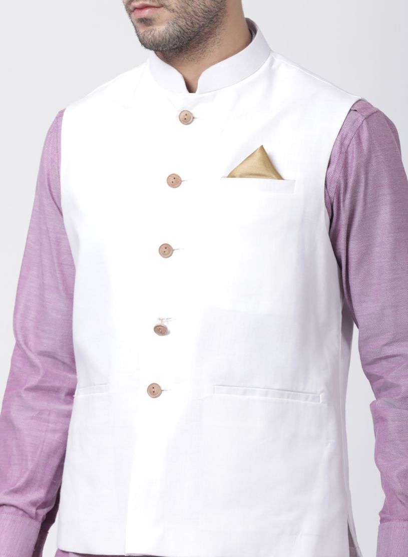 mens purple cotton blend ethnic jacket kurta and dhoti pant set957