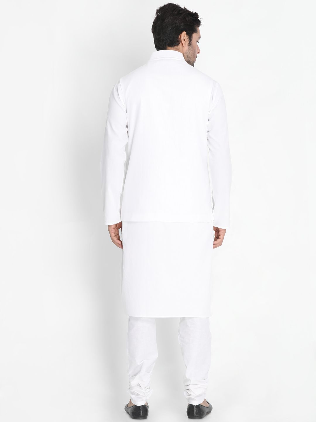 mens white cotton blend kurta ethnic jacket and pyjama set984