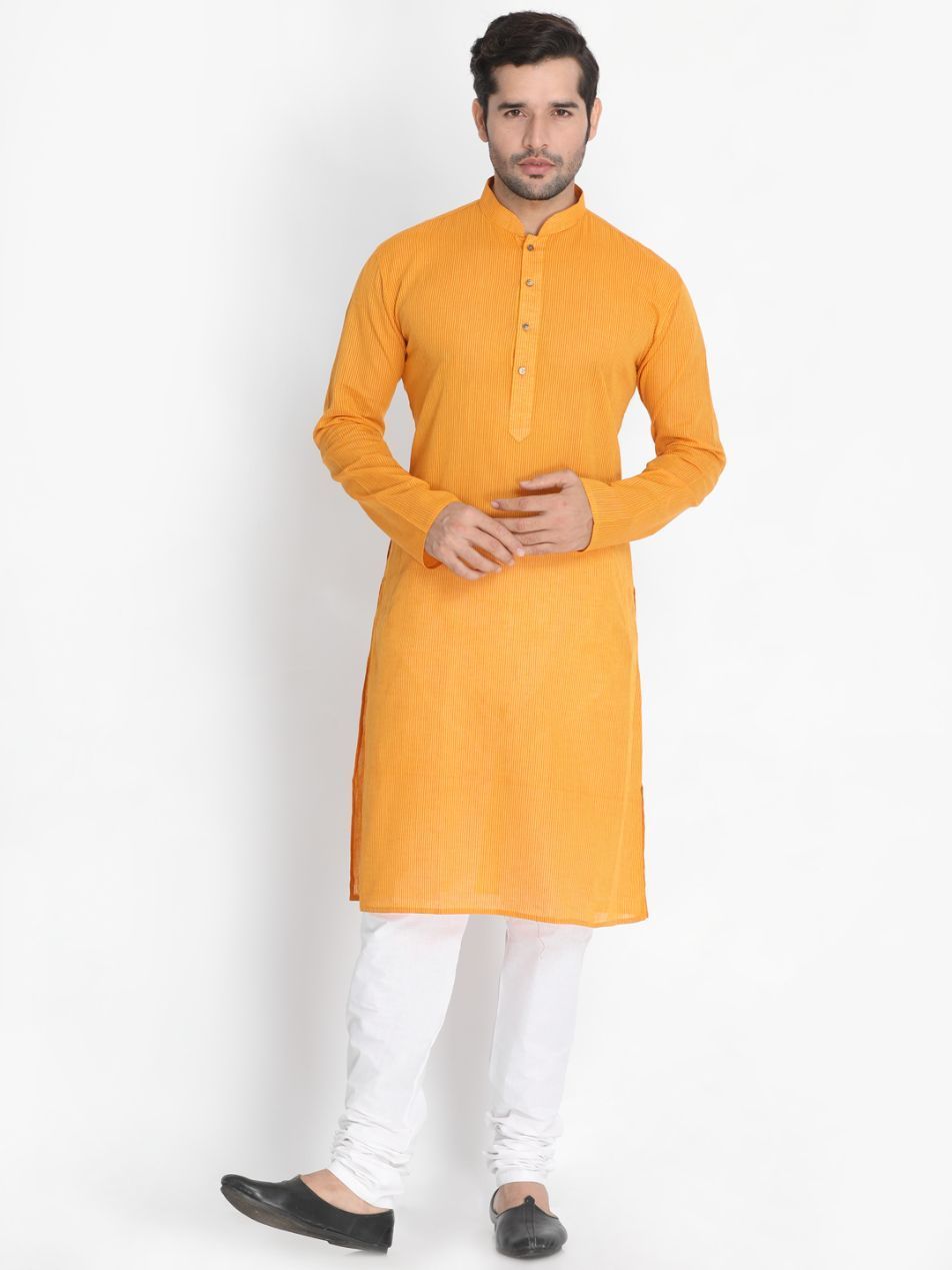 mens yellow cotton blend kurta ethnic jacket and pyjama set987