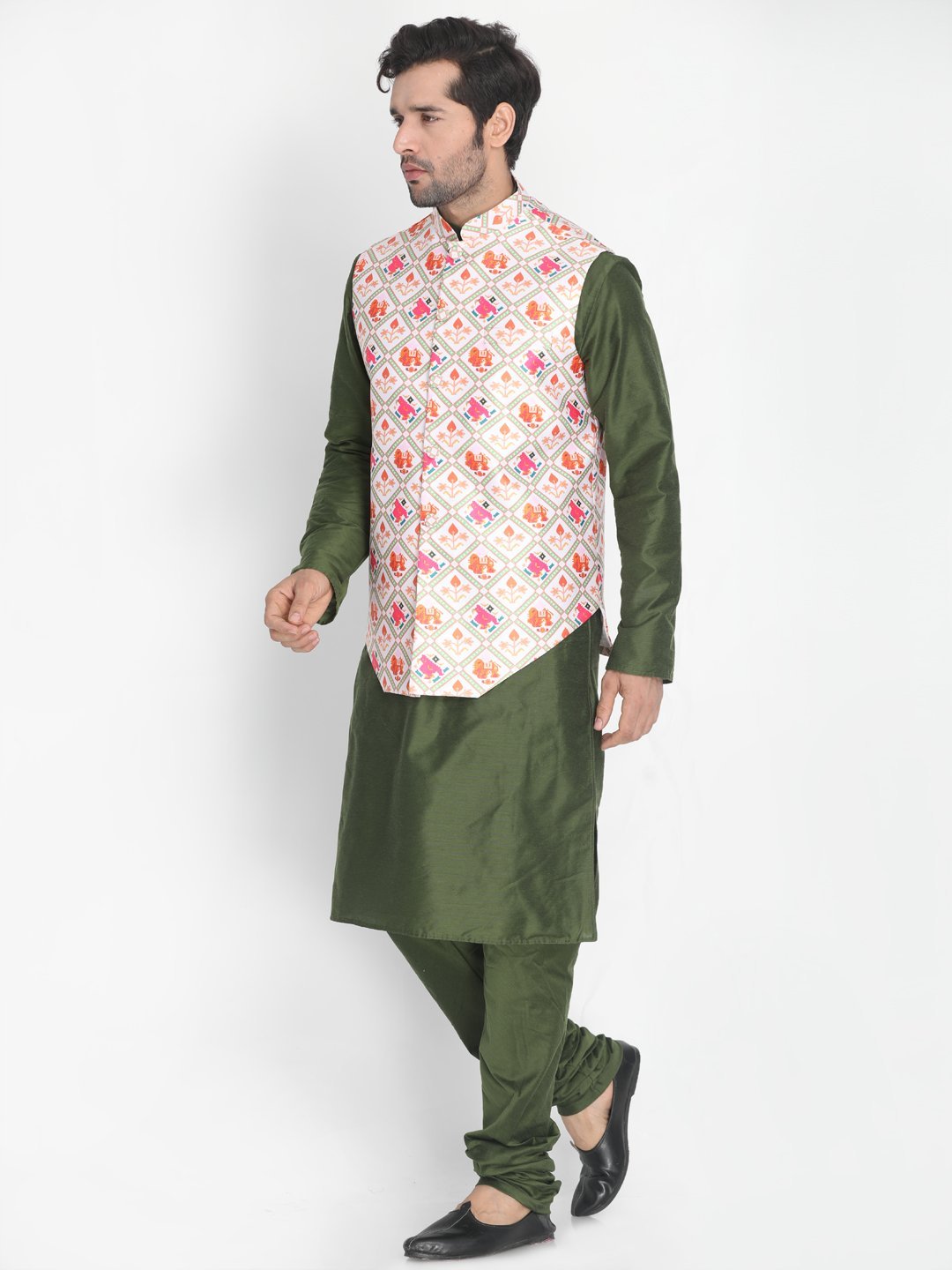 mens purple cotton blend kurta ethnic jacket and pyjama set933