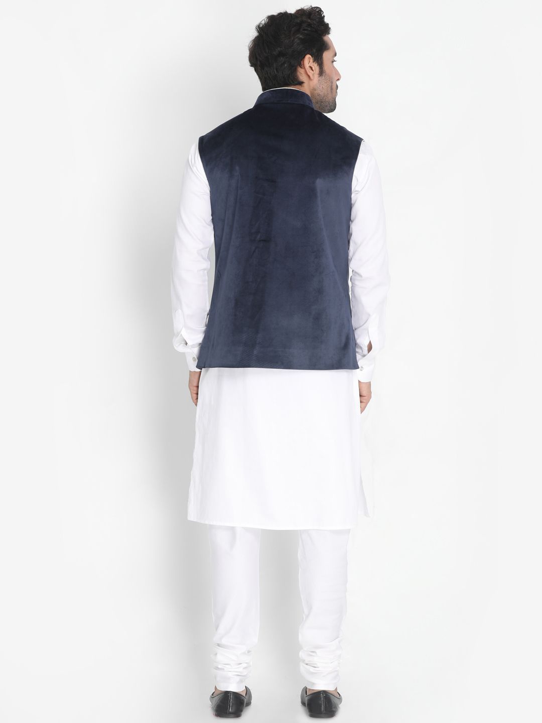 mens white cotton blend kurta ethnic jacket and pyjama set916