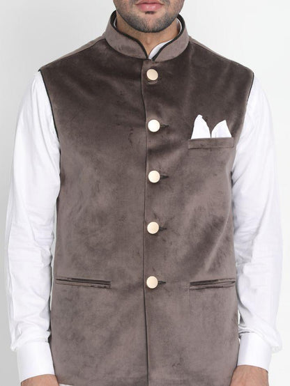 mens grey velvet ethnic jacket923