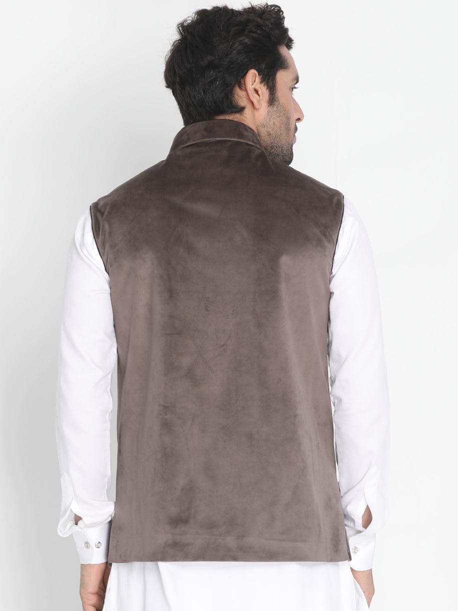 mens grey velvet ethnic jacket923