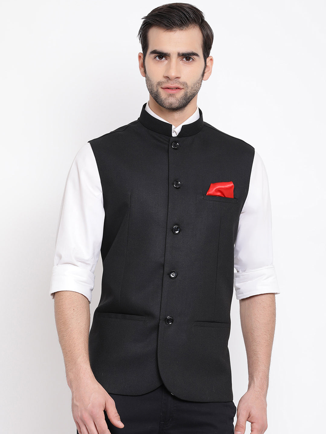 Vastramay Baap Beta Cotton Blend Black Jacket