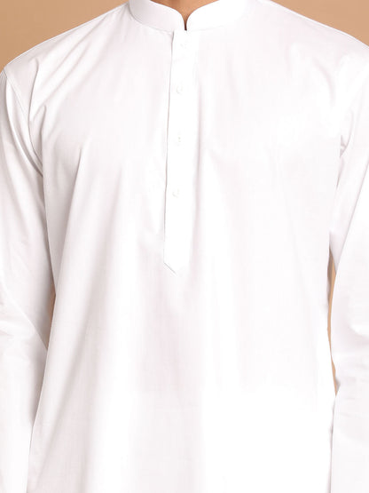 Vastramay Men's Grey Cotton Nehru Jacket  With White Cotton Pant