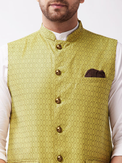 VASTRAMAY Yellow Baap Beta Ethnic Jacket Set