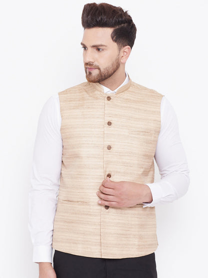 Vastramay Beige Baap Beta Ethnic Jacket Set