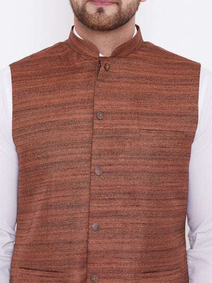 Vastramay Coffee Brown Baap Beta Ethnic Jacket Set