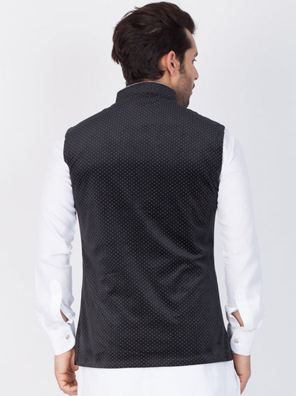 Vastramay  Men's Black Velvet Ethnic Jacket