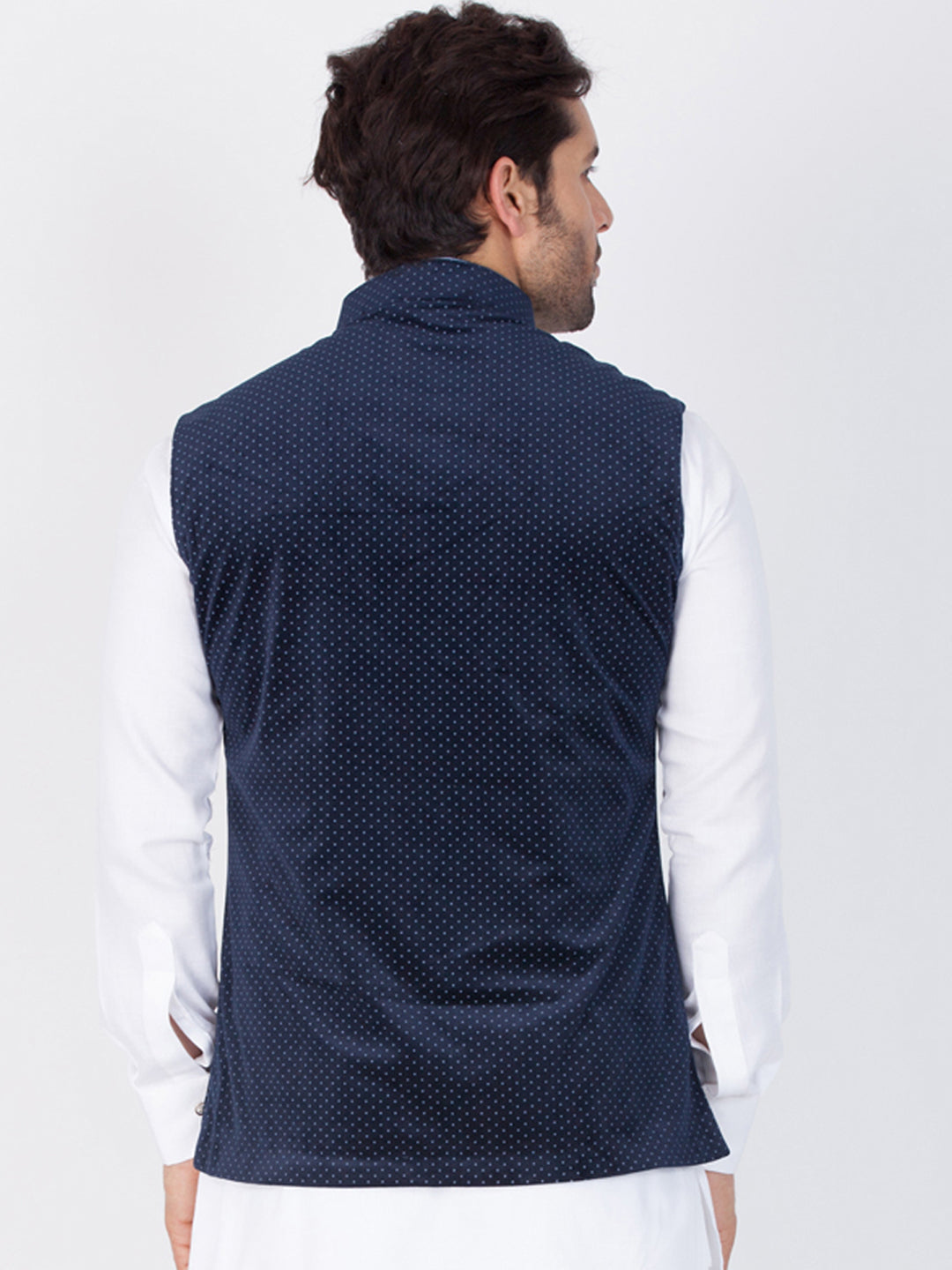 Vastramay Men's Blue Velvet Ethnic Jacket