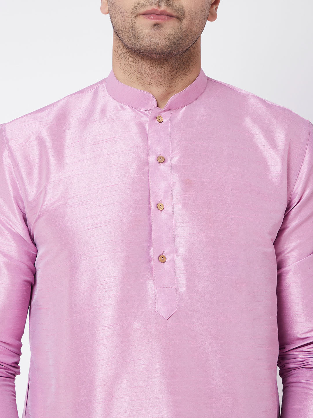 Vastramay Men's Onion Pink Silk Blend Kurta and Pyjama Set