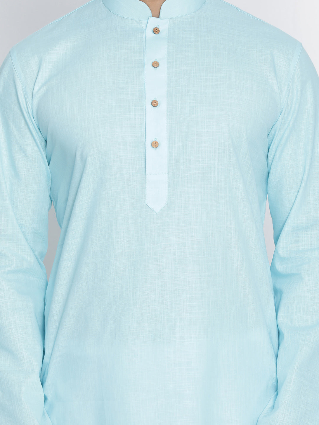 Vastramay Men's Light Blue Cotton Kurta and Pyjama Set