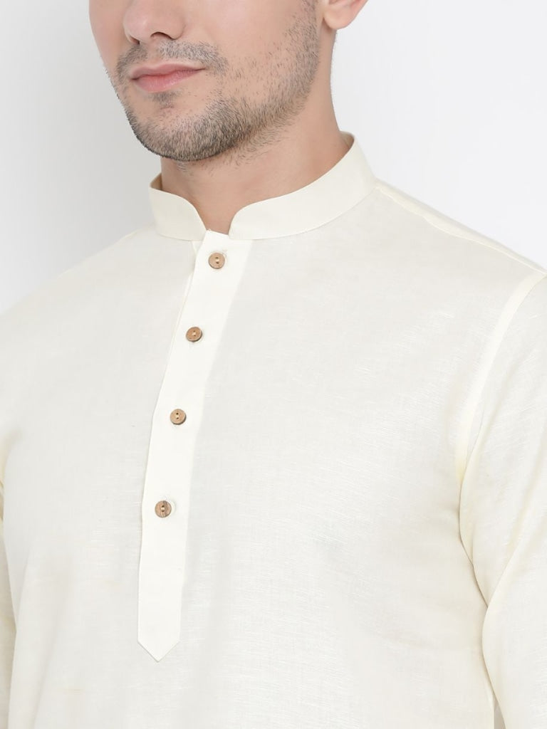 Vastramay Men's Beige Cotton Kurta