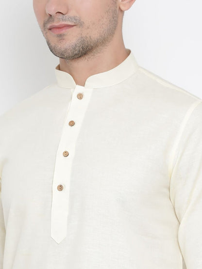 Vastramay Men's Beige Cotton Kurta