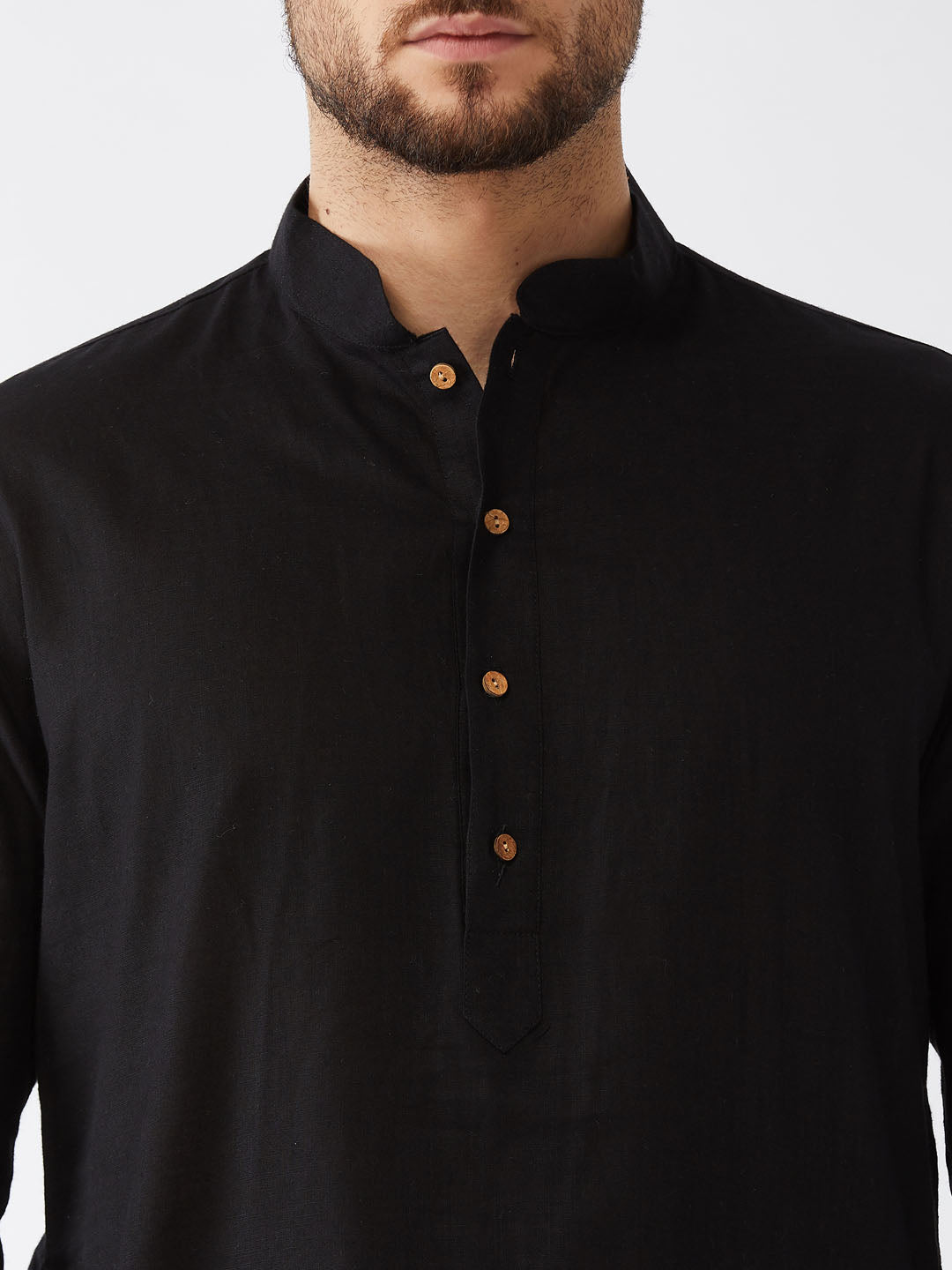 Vastramay Men's Black Cotton Kurta and Pyjama Set