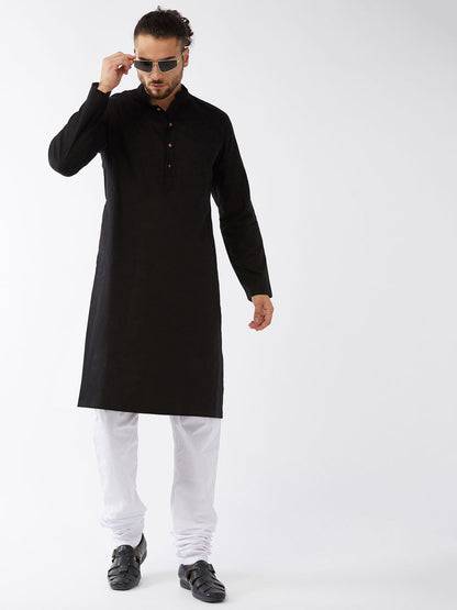 Vastramay Men's Black Cotton Kurta and Pyjama Set