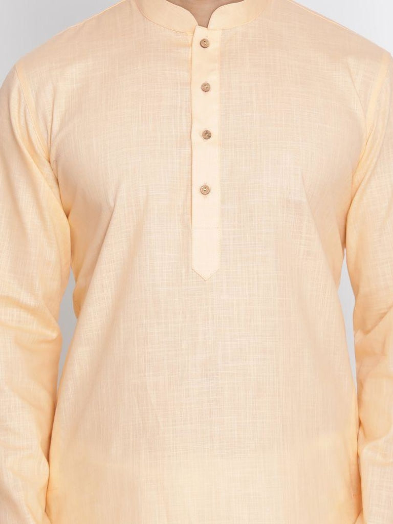 Vastramay Men's Beige Cotton Kurta