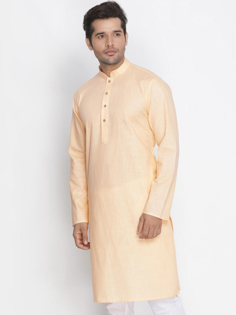 Vastramay Men's Beige Cotton Kurta