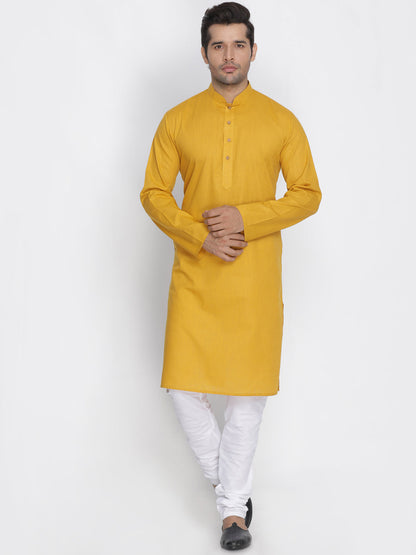 Vastramay Men's Yellow Cotton Kurta