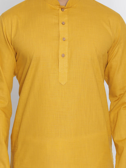 Vastramay Mustard Cotton Baap Beta Kurta Pyjama Set