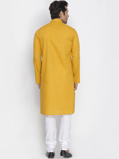 Vastramay Mustard Cotton Baap Beta Kurta Pyjama Set