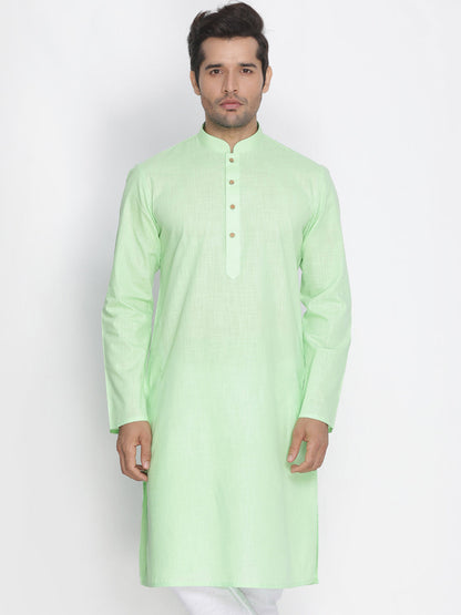 Vastramay Men's Mint Green Cotton Kurta