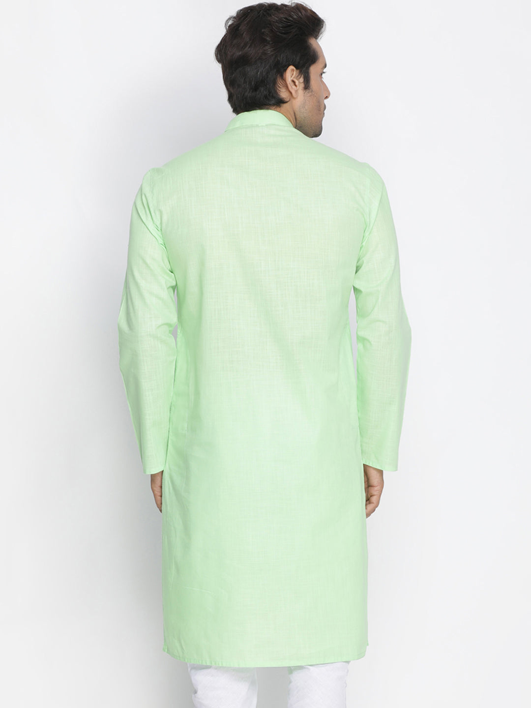 Vastramay Men's Mint Green Cotton Kurta