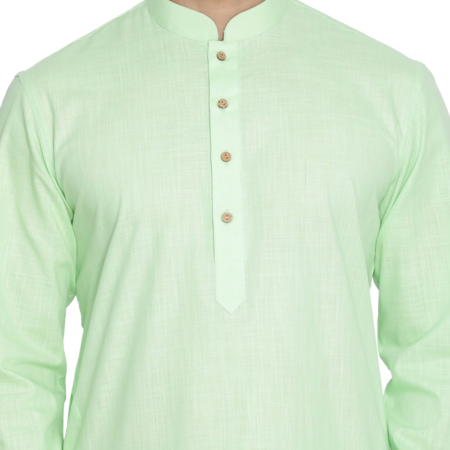 Vastramay Men's Green Cotton Kurta and Churidar Set