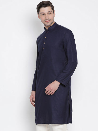 Vastramay Men's Blue Cotton Kurta