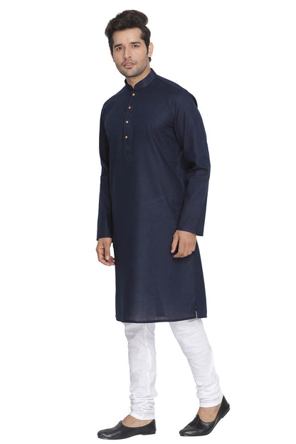 Vastramay Men's Blue Cotton Kurta and Pyjama Set