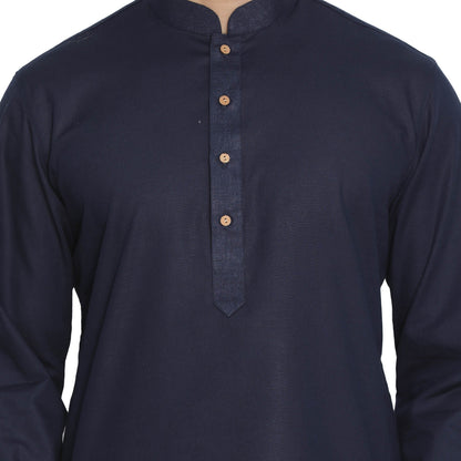 Vastramay Men's Blue Cotton Kurta and Pyjama Set