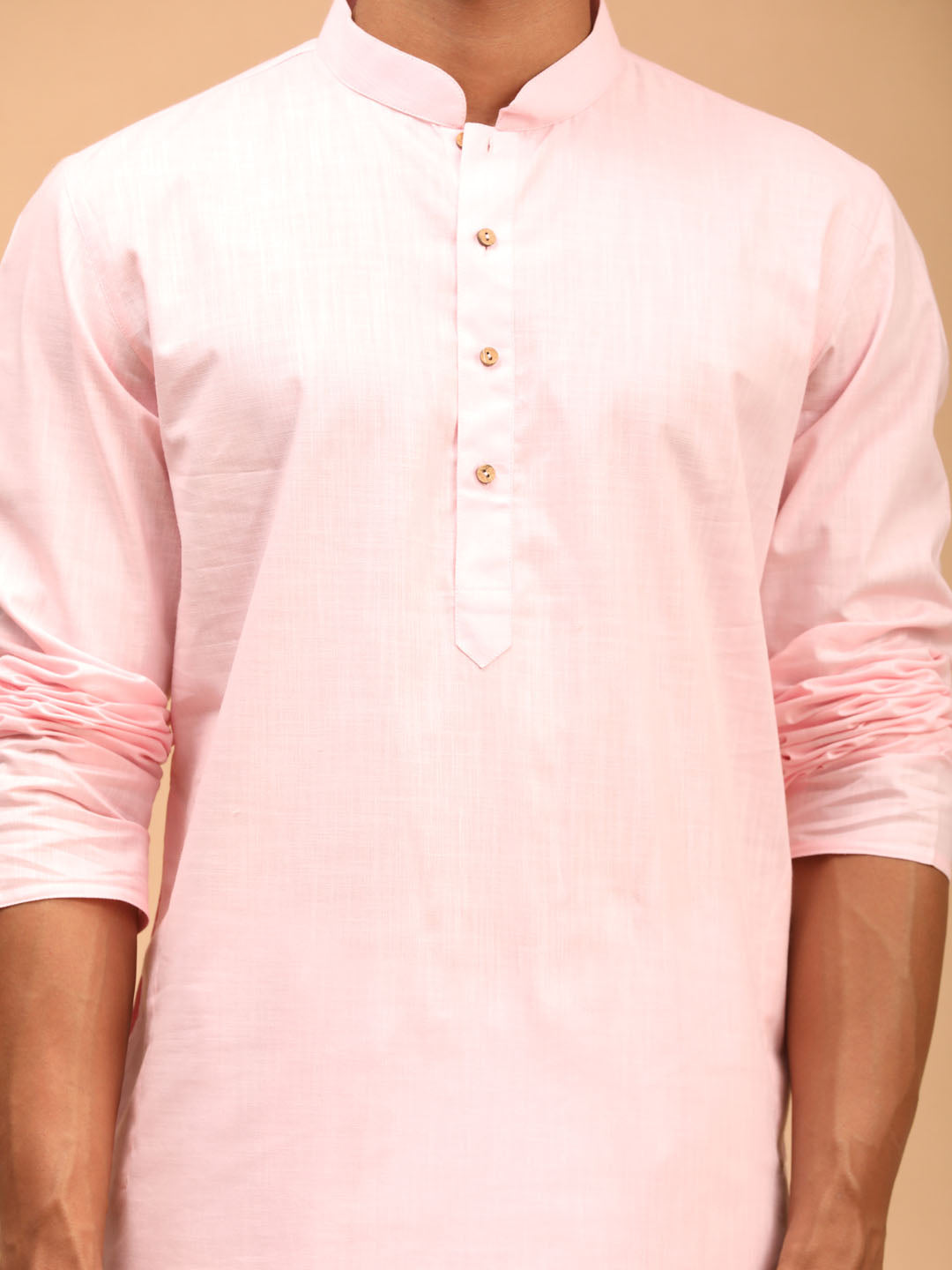 VASTRAMAY Pink Cotton Baap Beta Kurta Dhoti Set