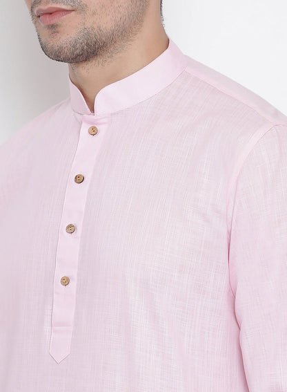 Vastramay Men's Pink Cotton Kurta and Pyjama Set