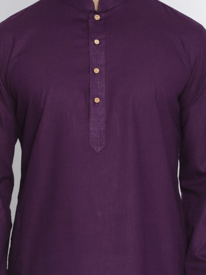 Vastramay Men's Purple Cotton Kurta and Pyjama Set