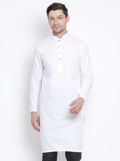 Vastramay Men's White Cotton Kurta