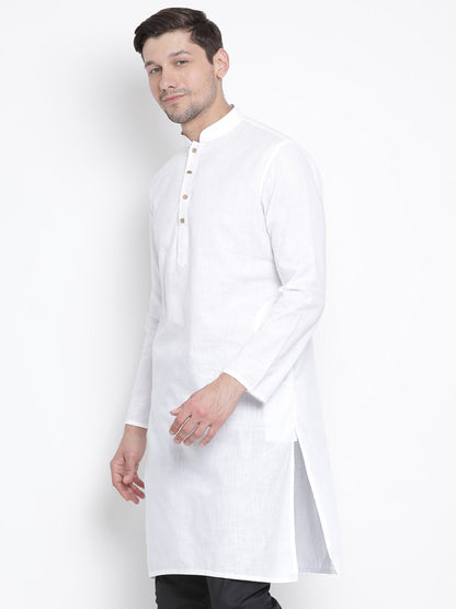 Vastramay Men's White Cotton Kurta