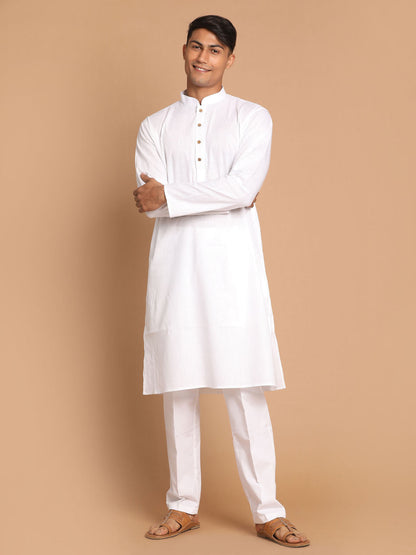 Vastramay Men's Cotton Kurta With Pant Style Pyjama Set