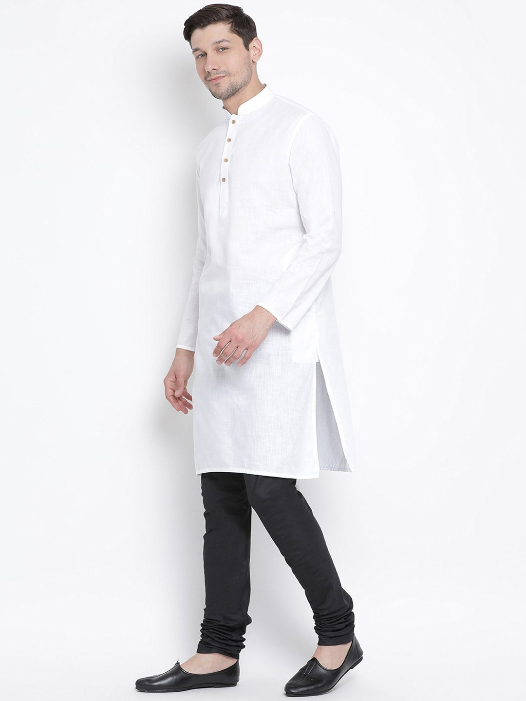 Vastramay Men's White Cotton Kurta and Pyjama Set