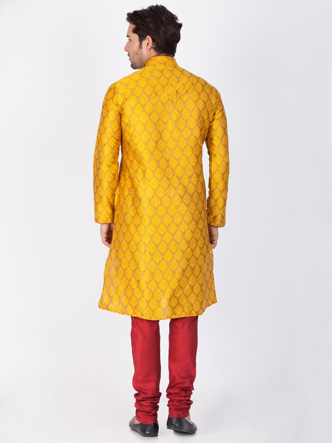 Vastramay Silk Blend Mustard Baap Beta Kurta Pyjama set