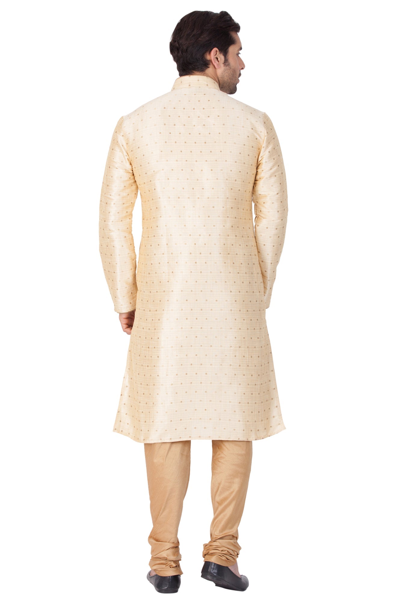 Vastramay Men's Gold Zari Weaved Kurta Pyjama Set