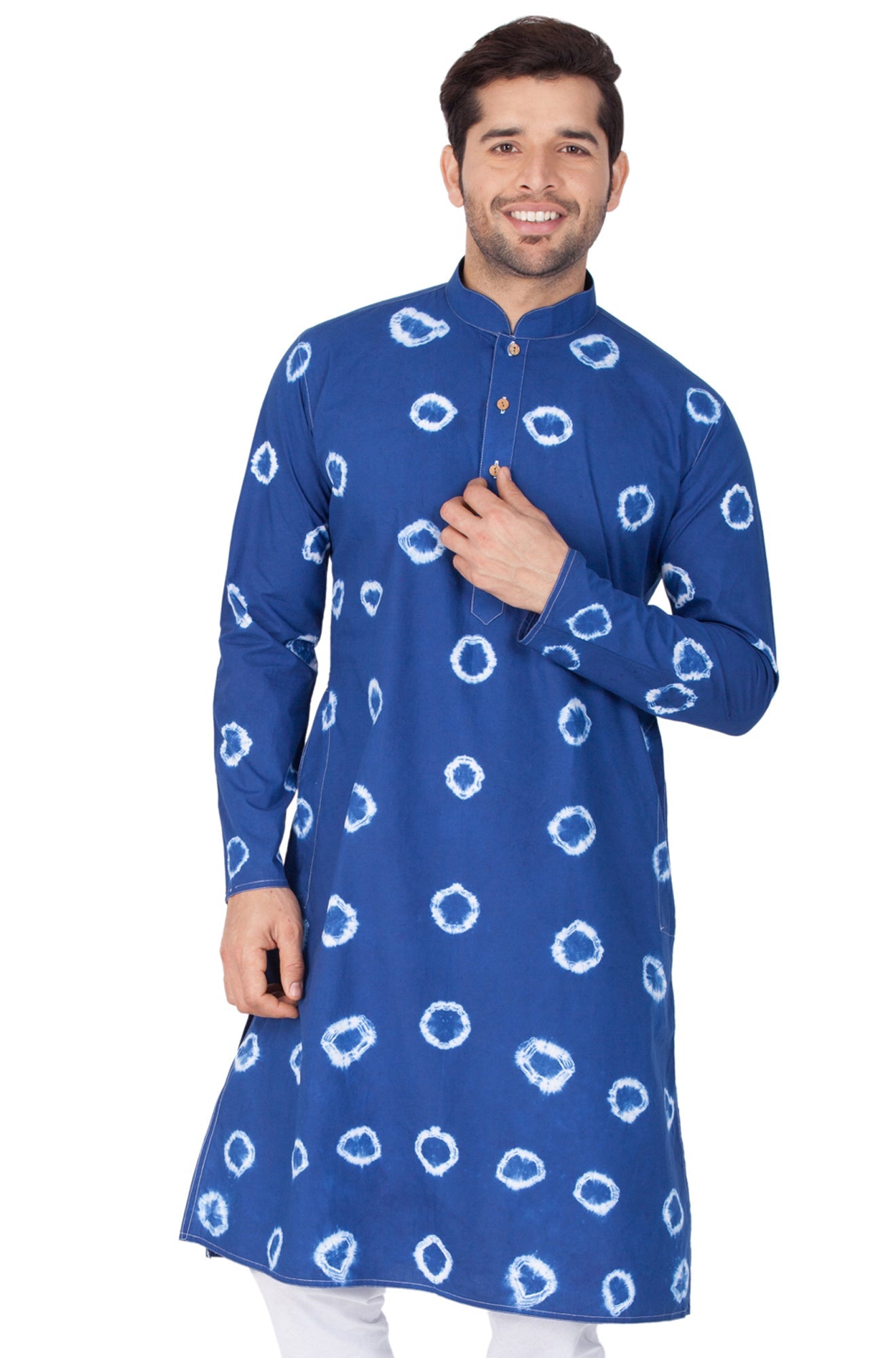 Vastramay Men's BlueColor Cotton Kurta