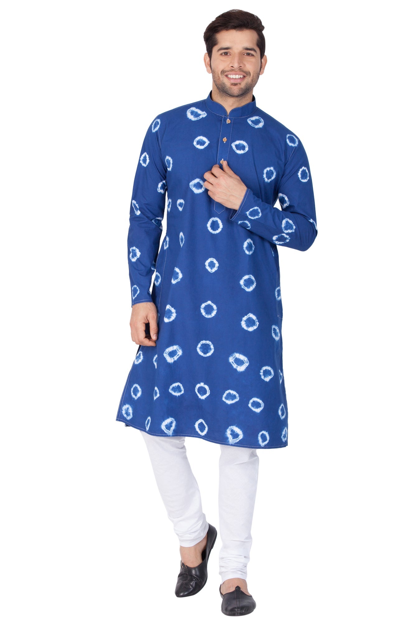 Vastramay Men's BlueColor Cotton Kurta