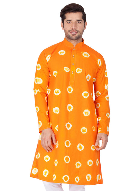 Vastramay Men's Orange Cotton Kurta