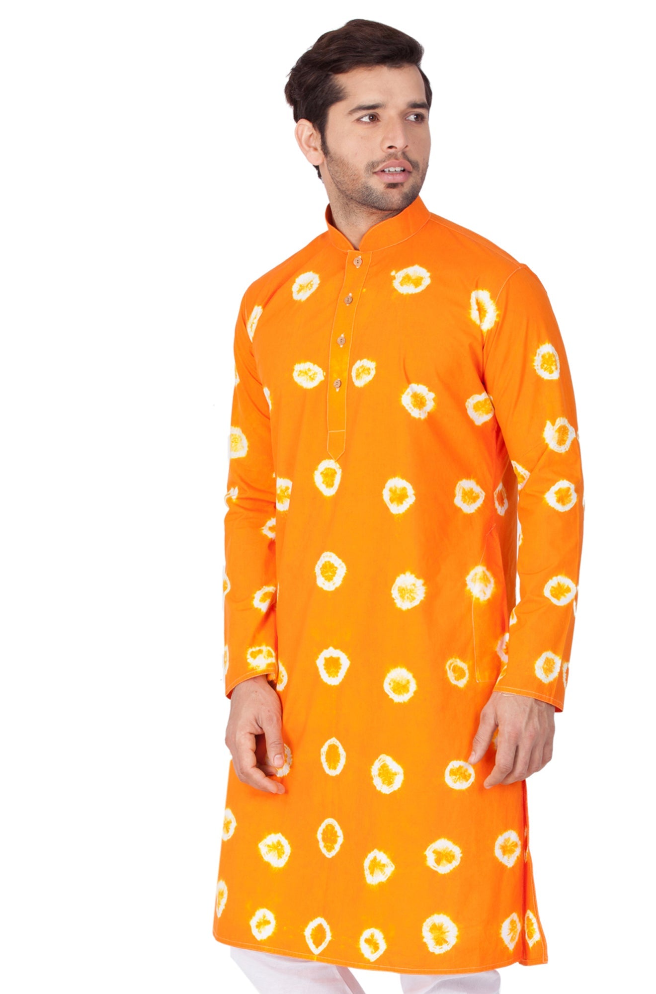 Vastramay Men's Orange Cotton Kurta